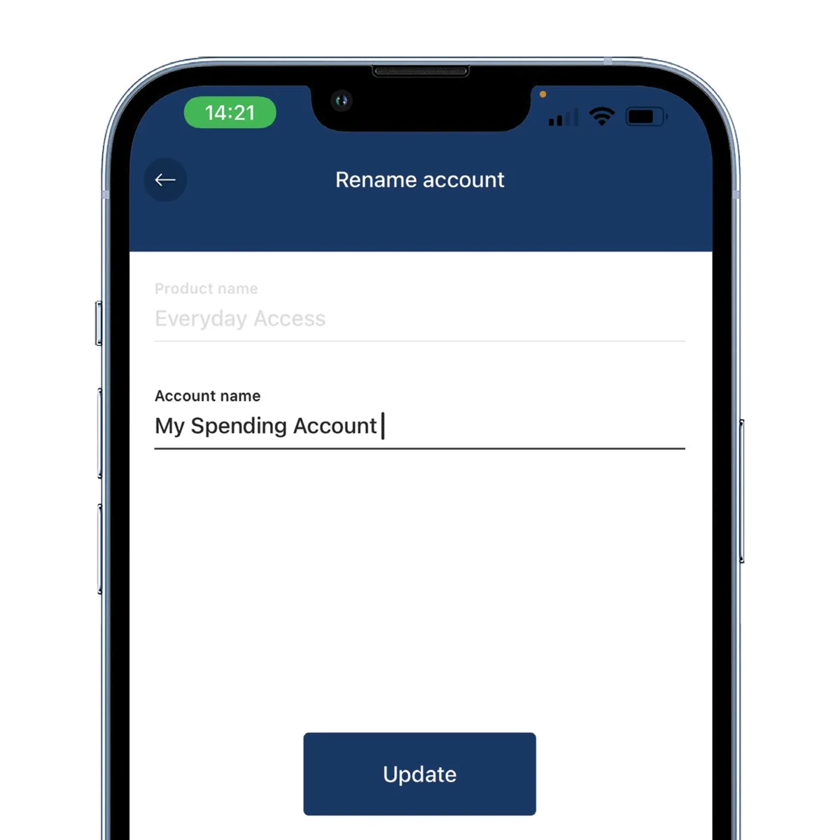 Image showing a screengrab of the Bank Australia app, user typing in an account name 
