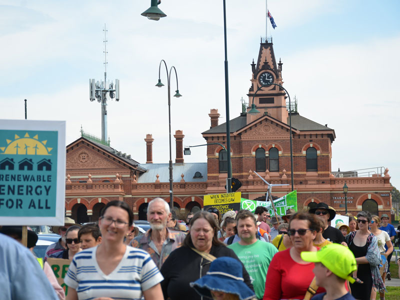 A crowd of people protest