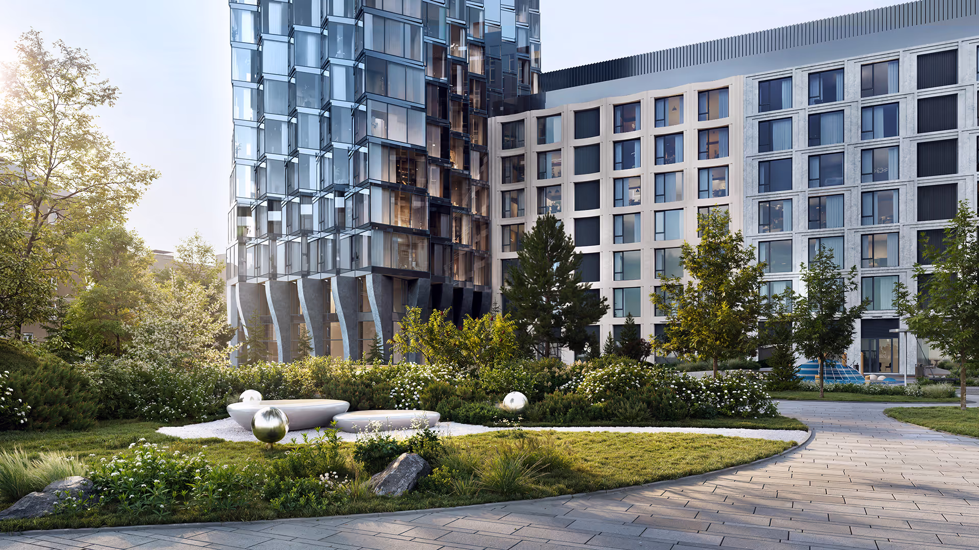 Mont Blanc project thumbnail — exterior 3D render of Shluzovaya residential tower