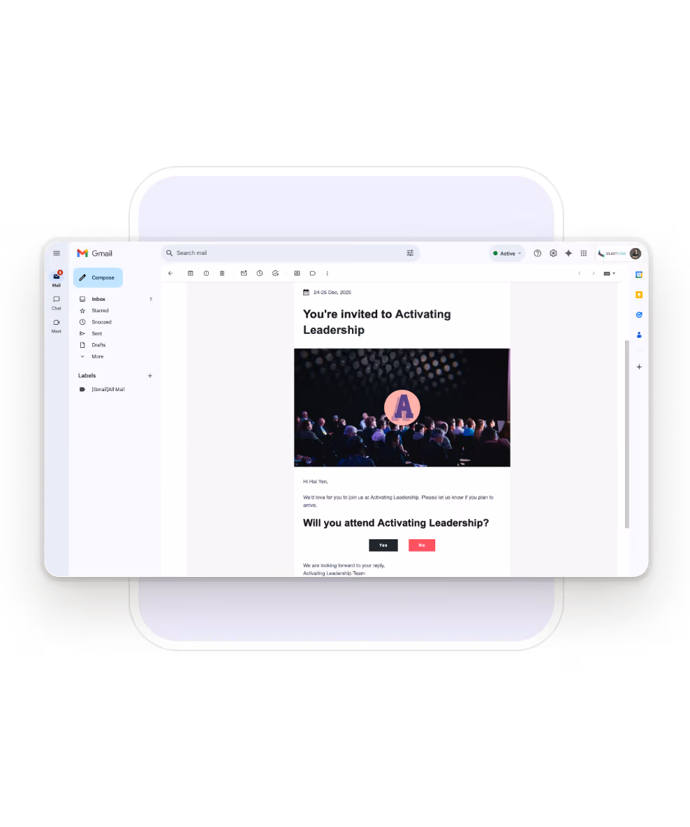 Eventee mobile event app and web app that show a published event schedule with multiple stages. Attendees can click on a session to learn the details. Sessions are tagged with filterable tracks for better schedule navigation. Changes made, even on a published event, are instanty visible to attendees.