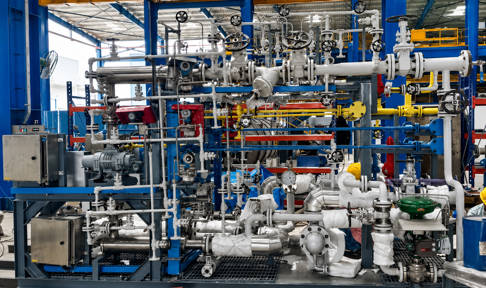 Controlled dosing skid with valve manifold and instrumented process piping