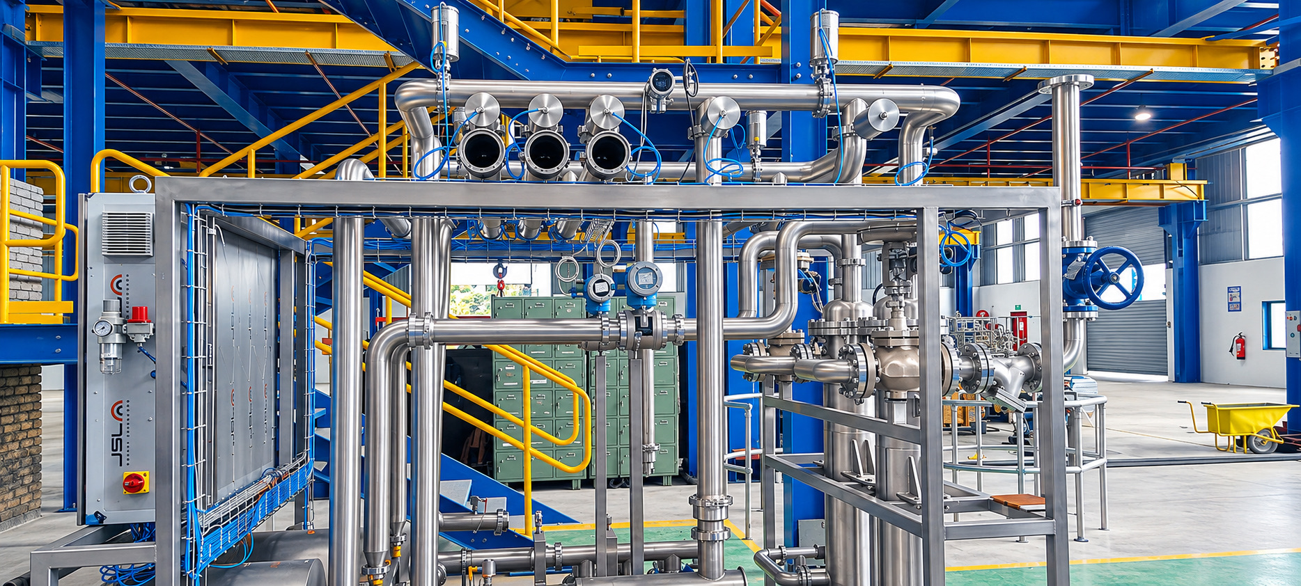 Volumetric dosing system in stainless steel on a structural skid frame