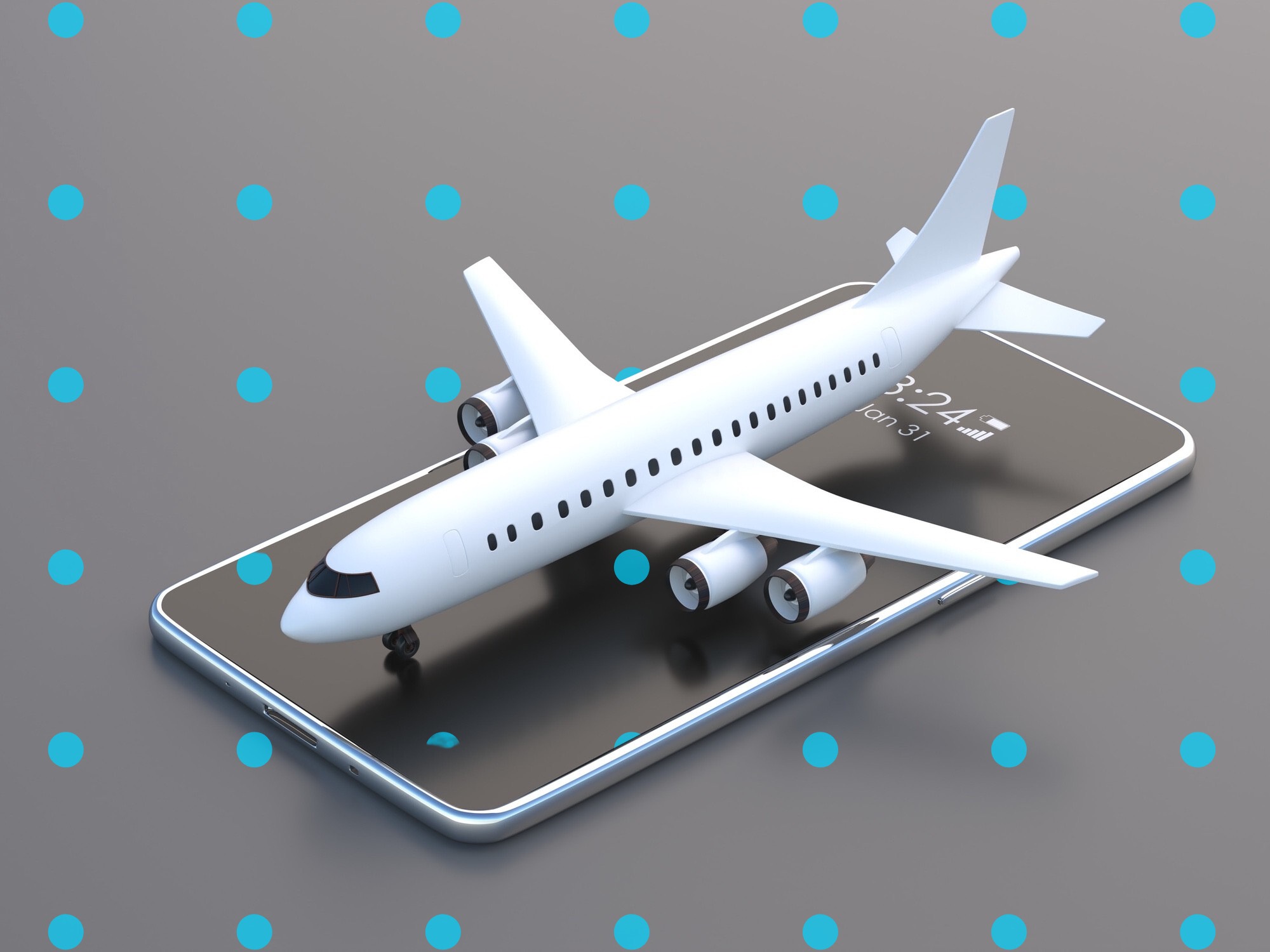 Airplane figurine on a iphone