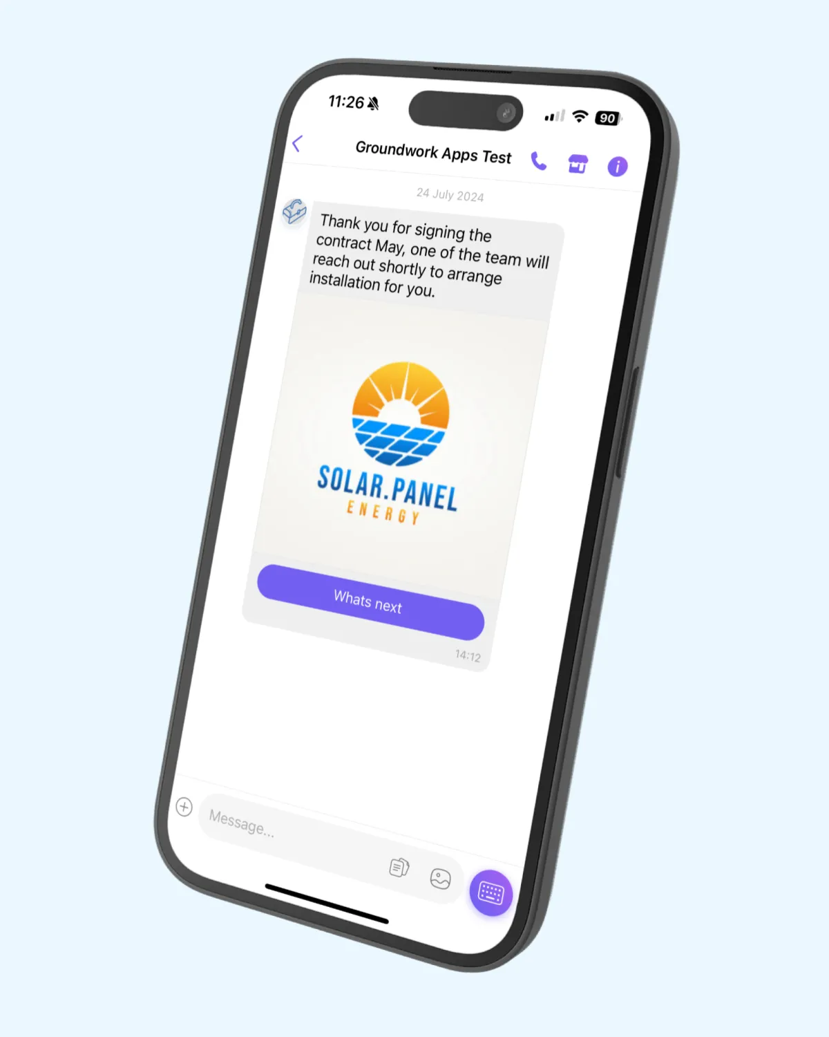 A phone showing a Viber message that has been received