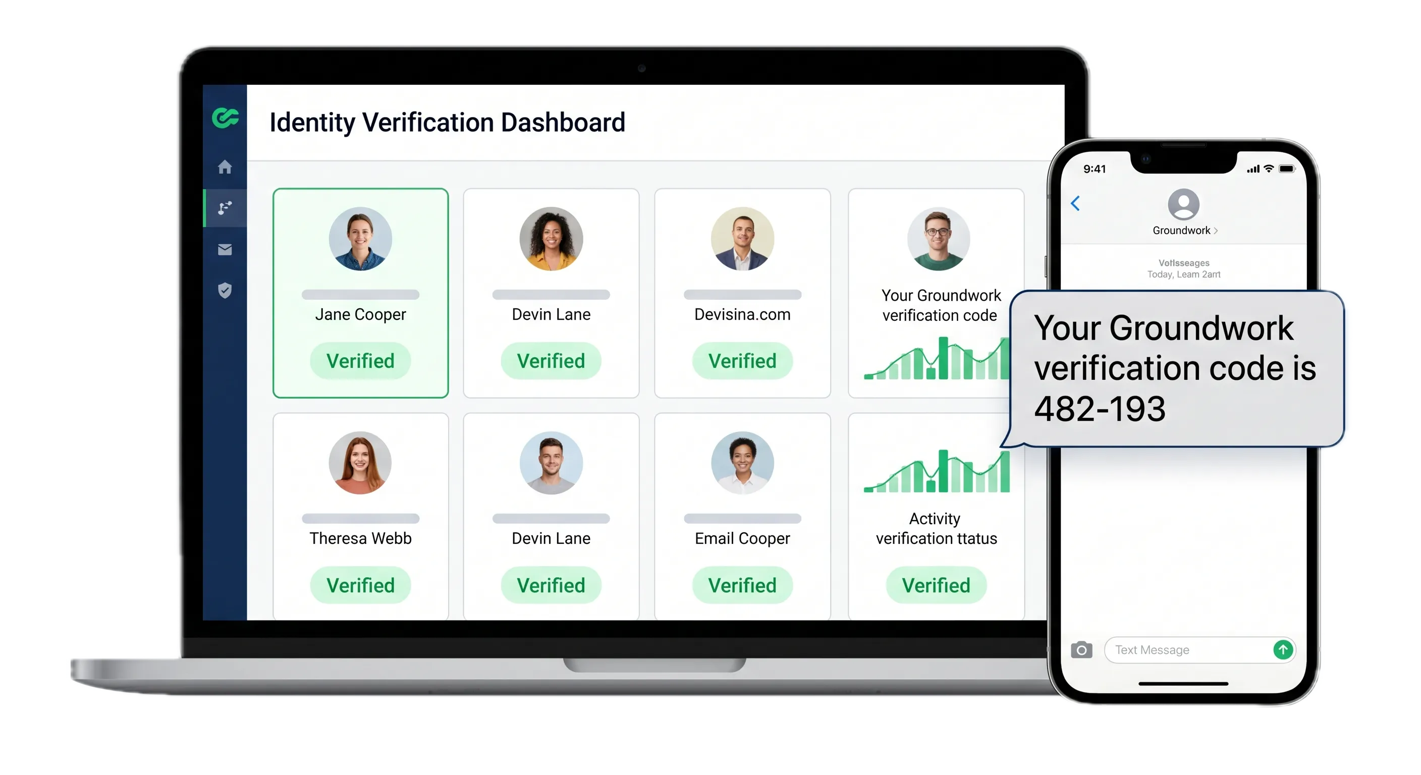 Dashboard showing secure user verification and SMS OTP generation native to Salesforce.