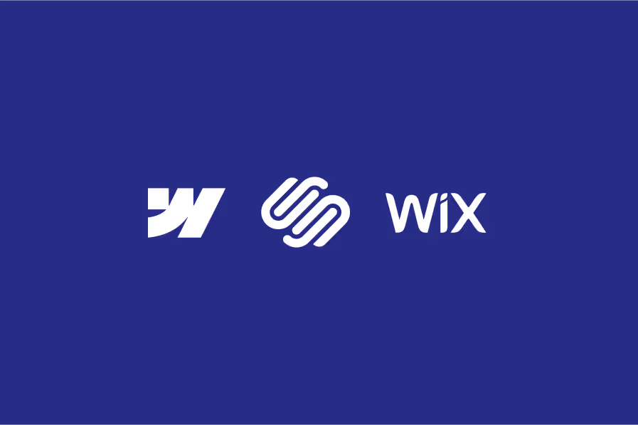 Webflow, Squarespace and Wix platform icons