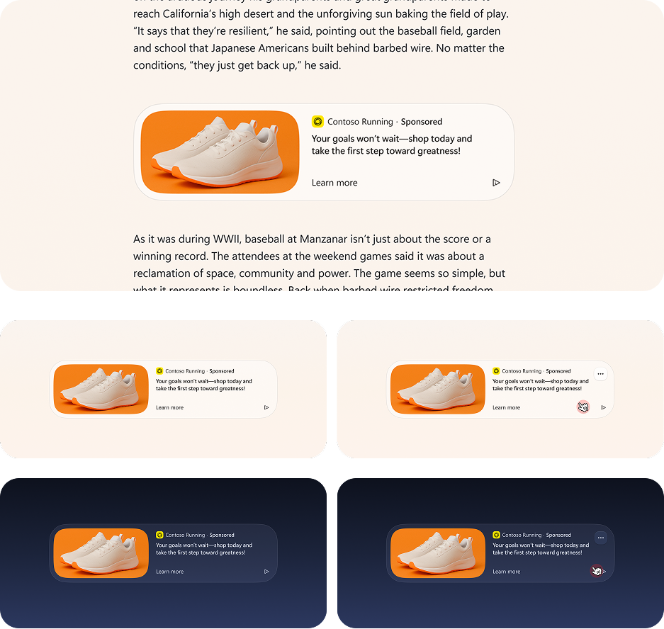 Native ads — intra-article integration