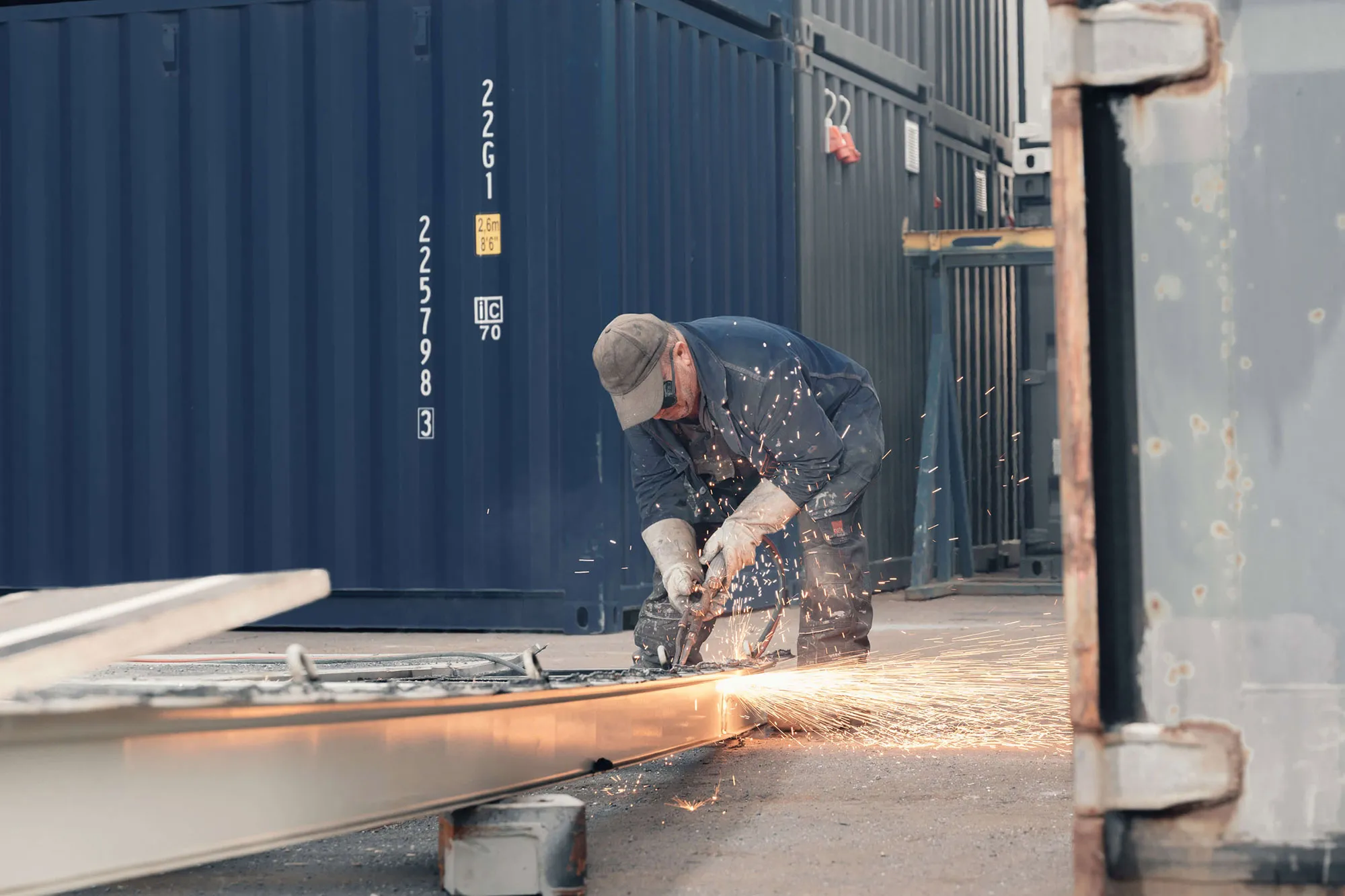 Container Schweißarbeiten im Depot.