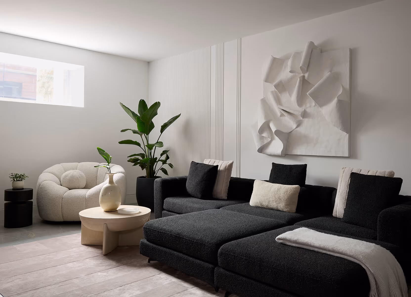 Finished basement with modern interior design in Toronto