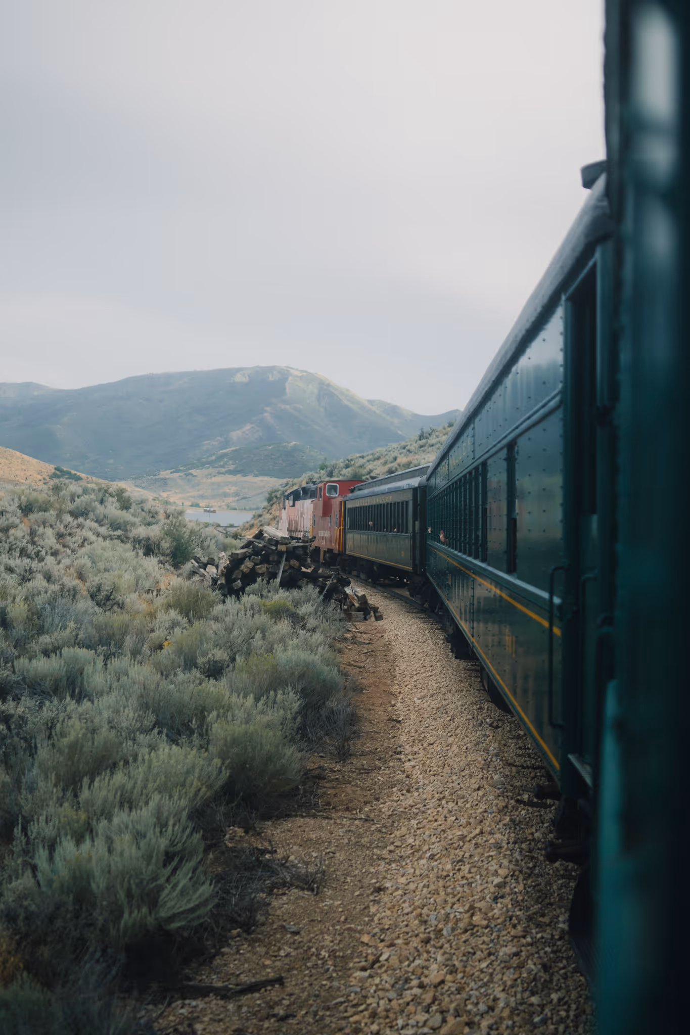 Peeking out of the side of a moving train