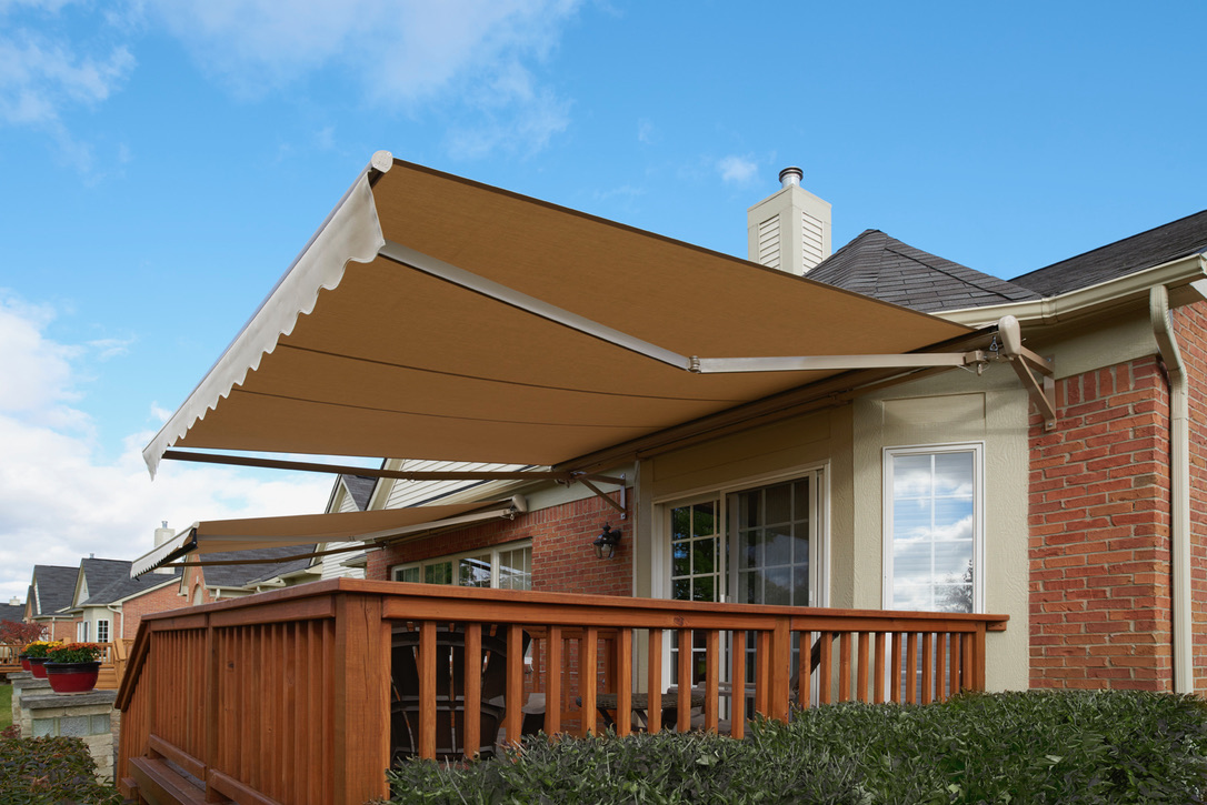 Orange retractable awning
