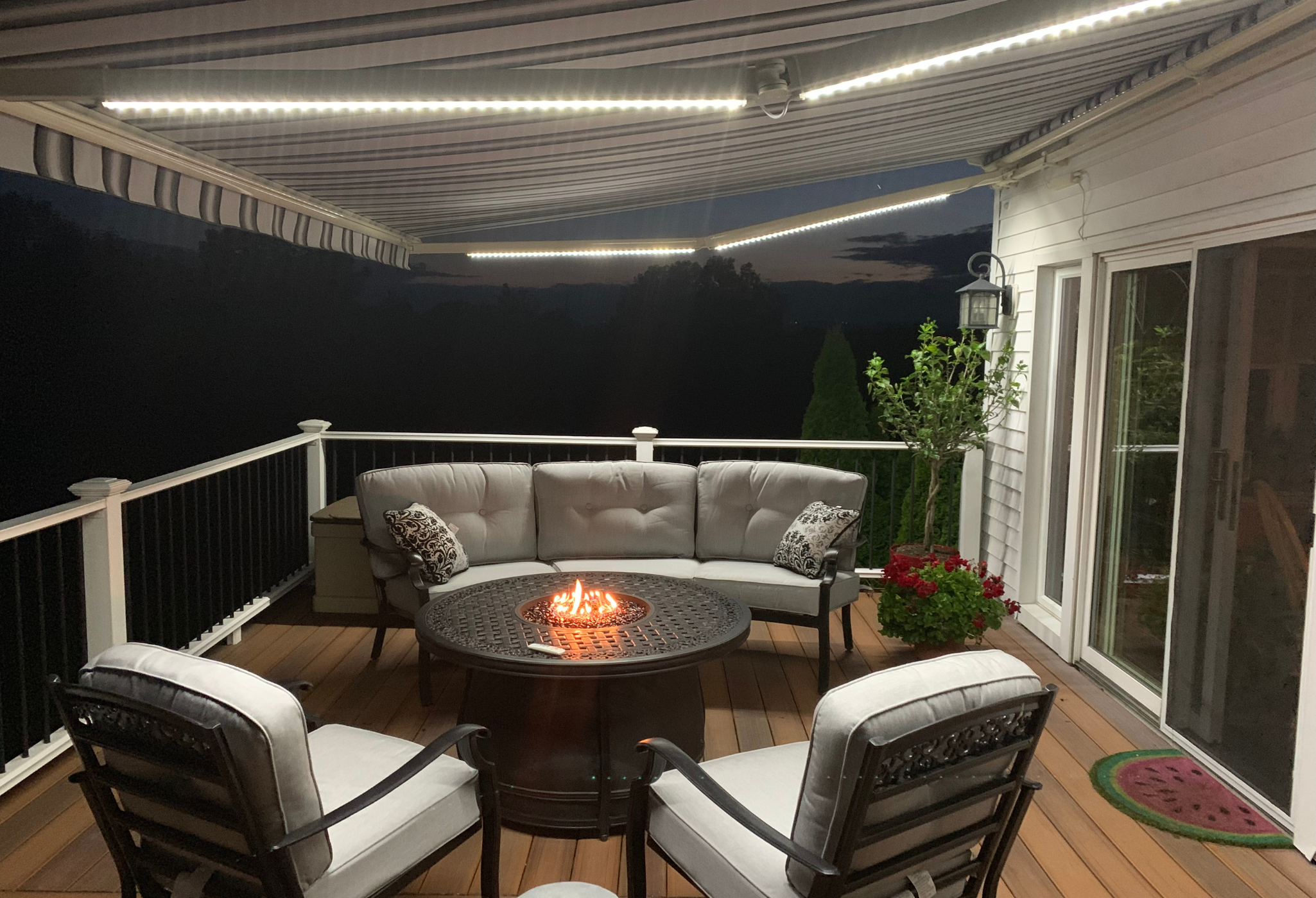 retractable awning with LED lights