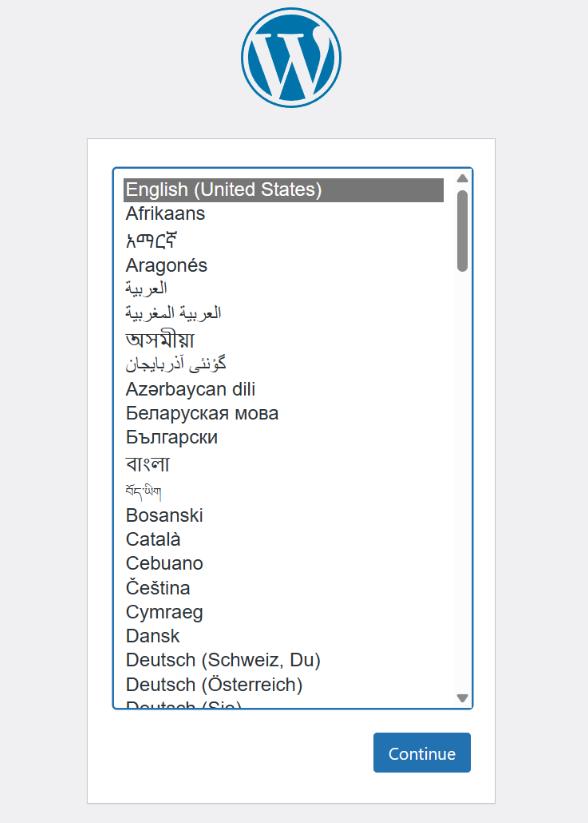 Image of WordPress setup