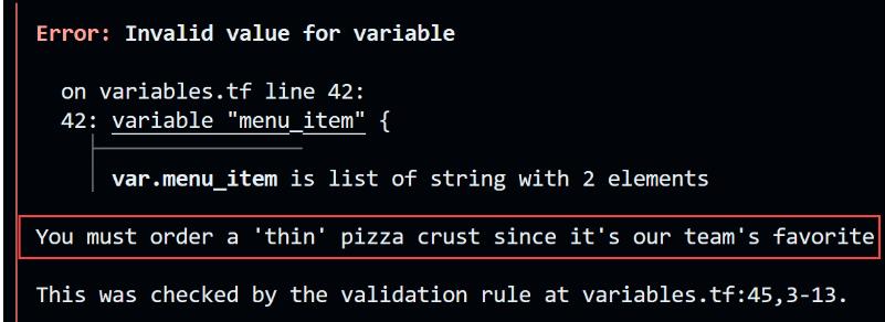 Image of error ordering a thin pizza