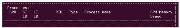 Image of output when there's at least one process in the GPU