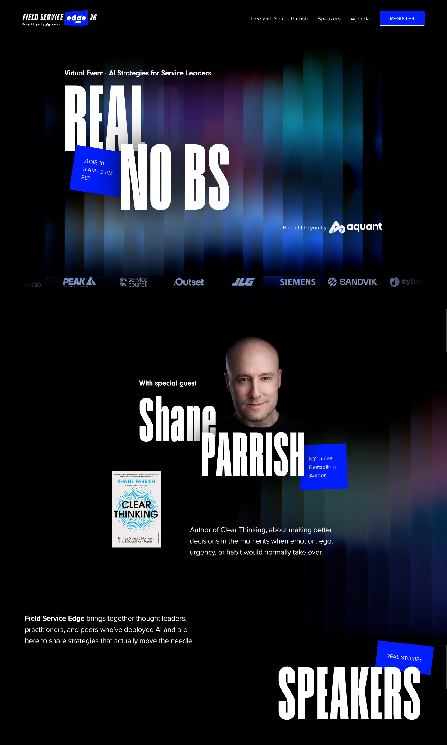 Virtual event Real No BS with Shane Parrish, author of Clear Thinking, June 10, 11 AM to 2 PM EST.