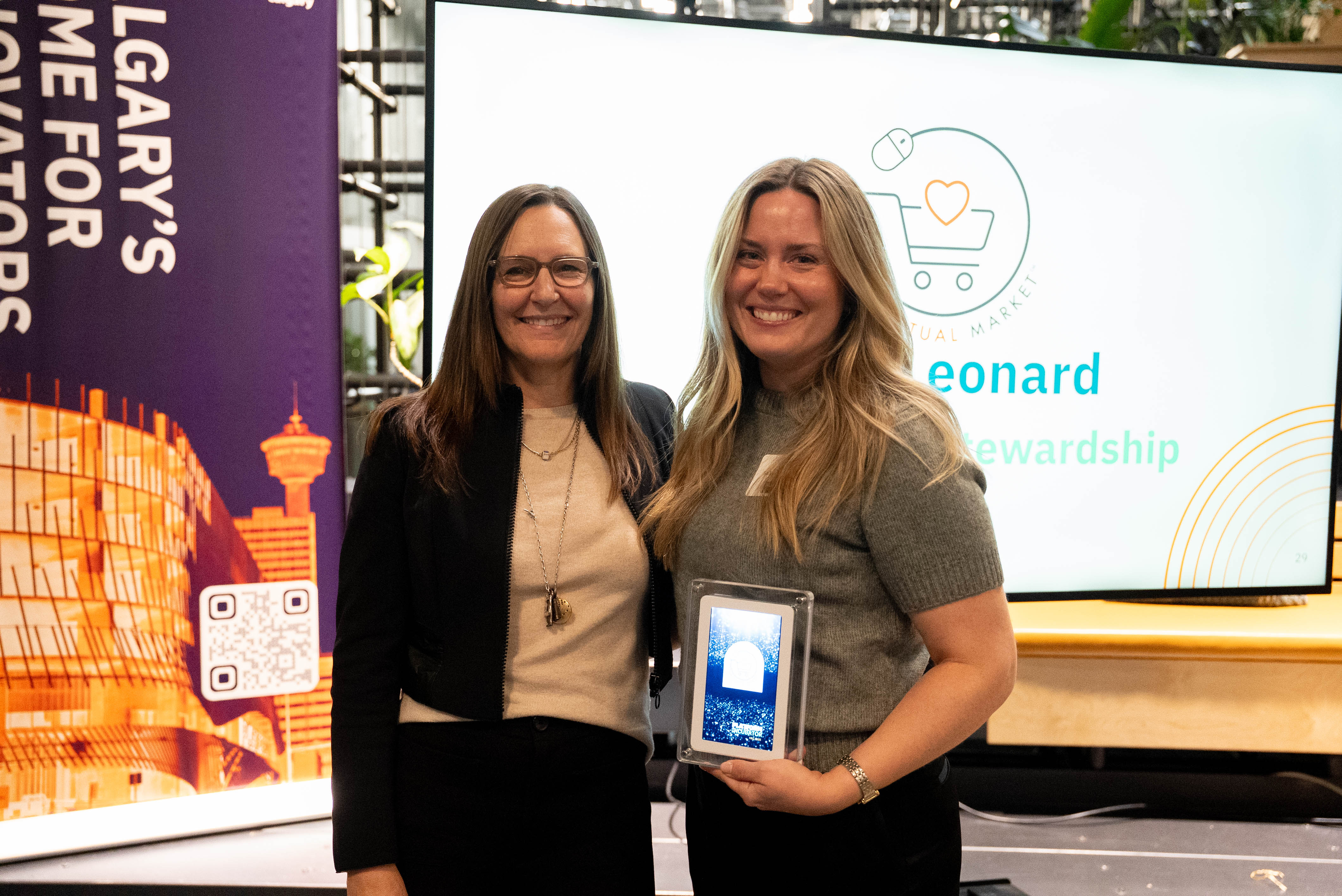 Founder Sally Leonard and Platform Calgary Interim CEO Jen Lussier