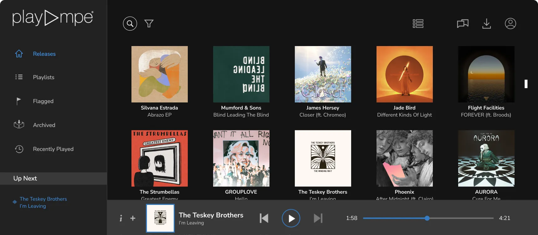 A music library showcasing various album covers