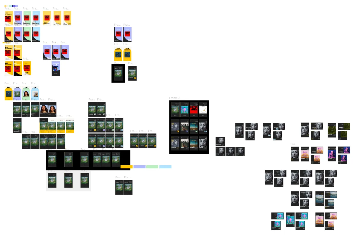 A collection of brainstormed ideas sprawled across a canvas