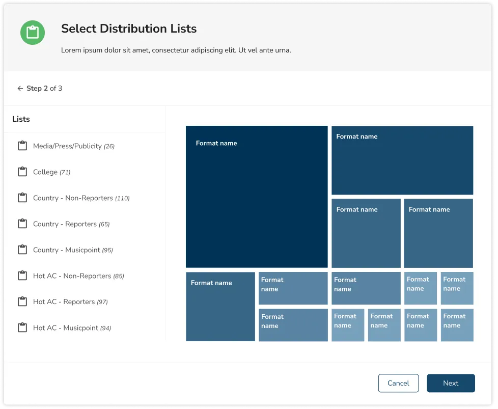 A web interface featuring a proportional area chart with squares of varying shapes