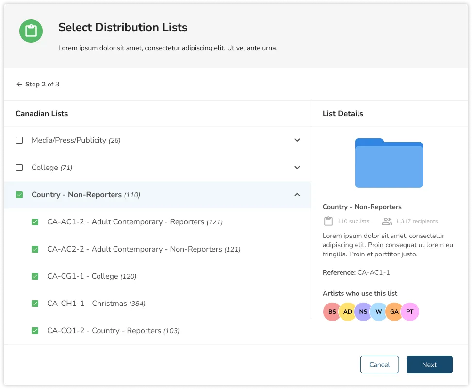 A web interface featuring two columns of files arranged in a stacked order