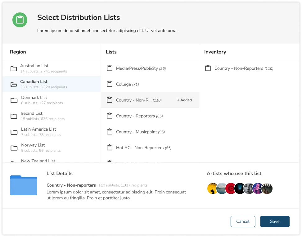 A web interface featuring three columns of files arranged in a stacked order