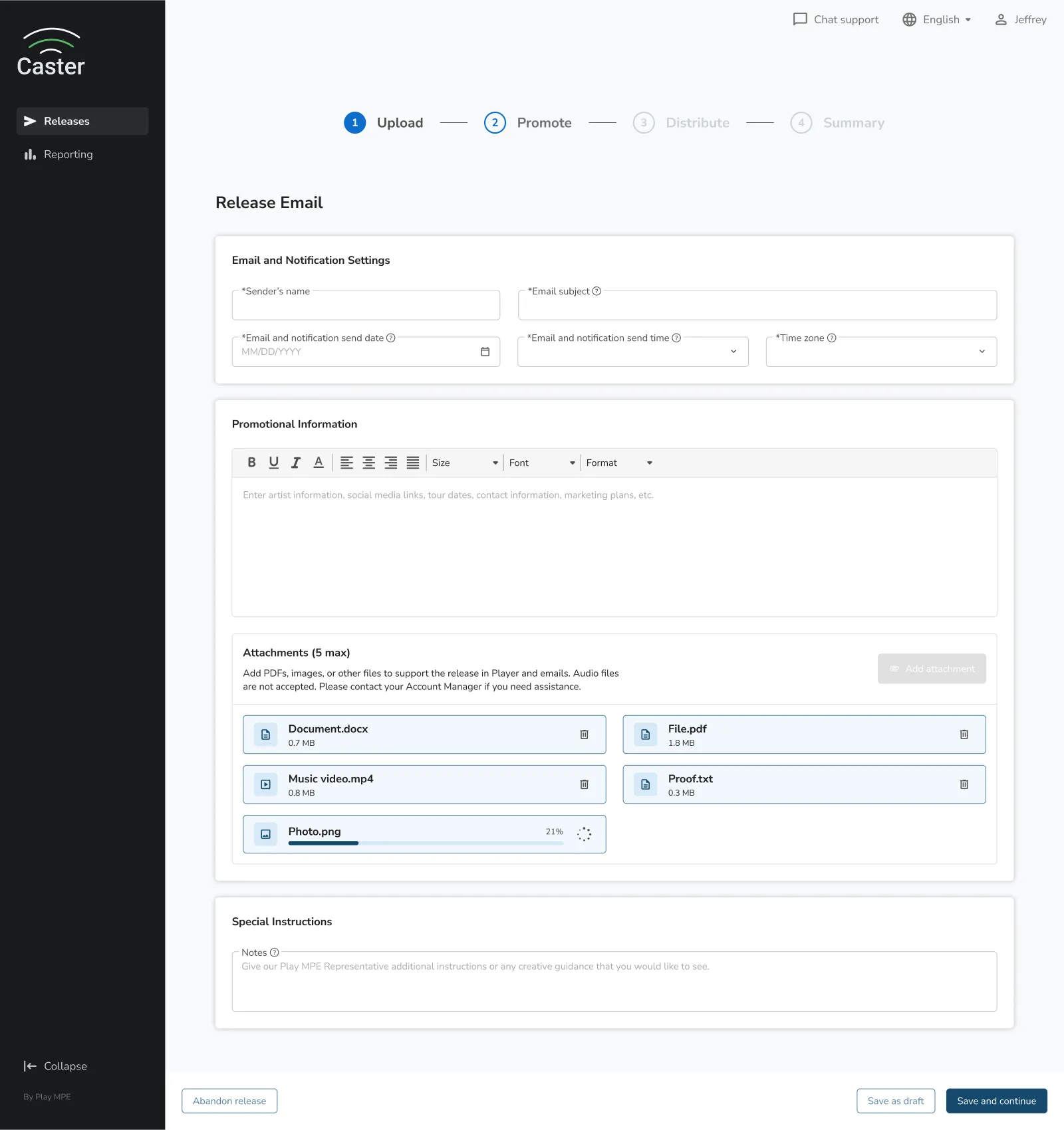 A web interface featuring a long form with multiple text fields