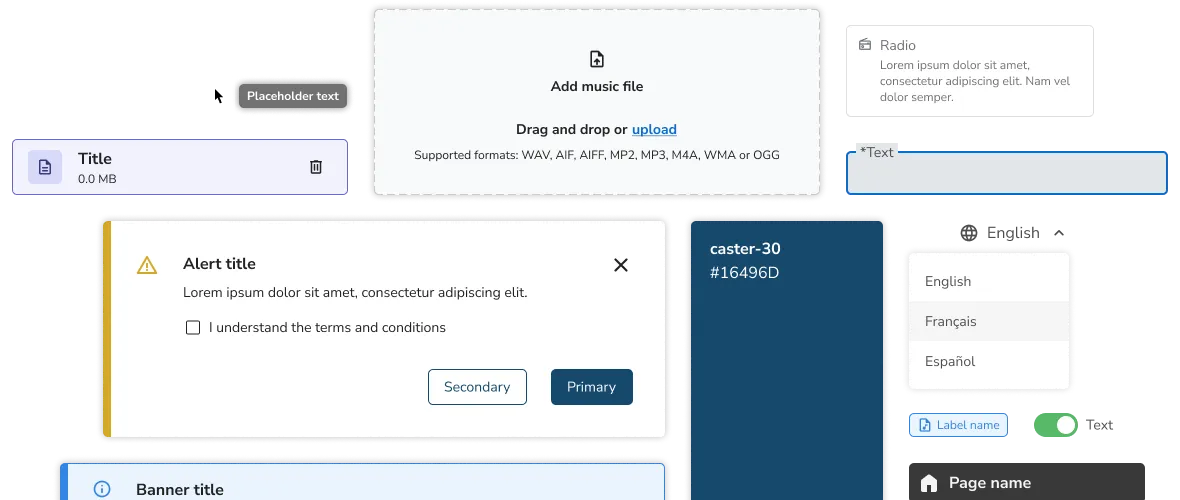 A collection of interface components laid out for display