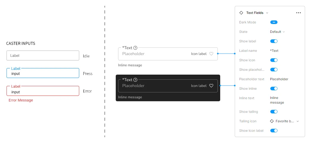 A breakdown of an interface component with the toggles that control its customizability