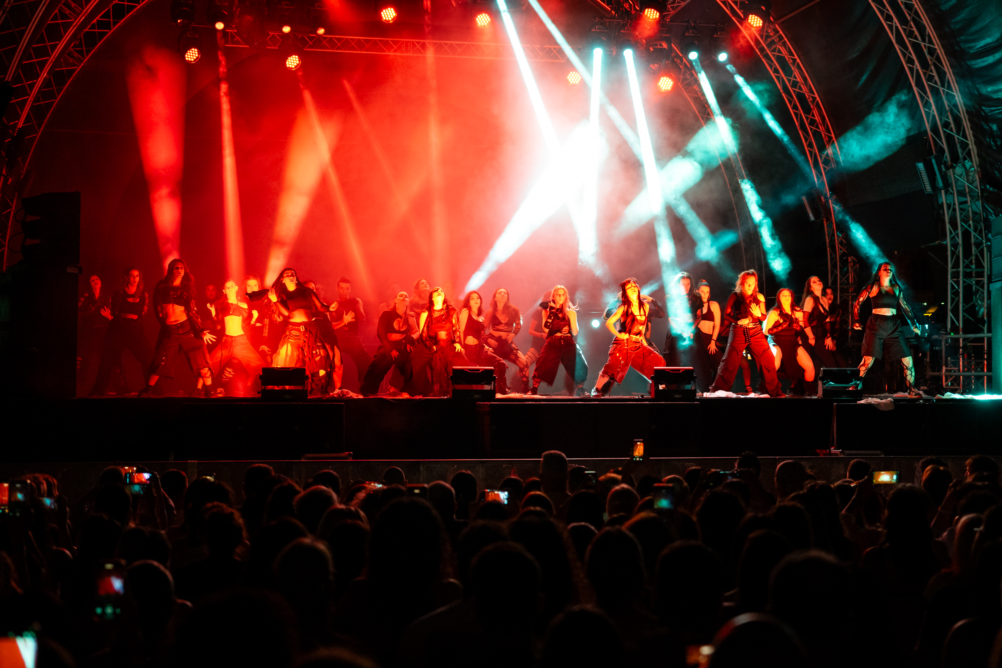 Group of dancers performing on Technopolis City of Athens Stage for the annual summer show of GET AP Studio