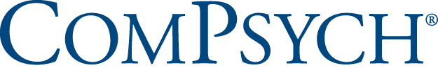 ComPsych wordmark logo in dark blue with a registered trademark symbol.