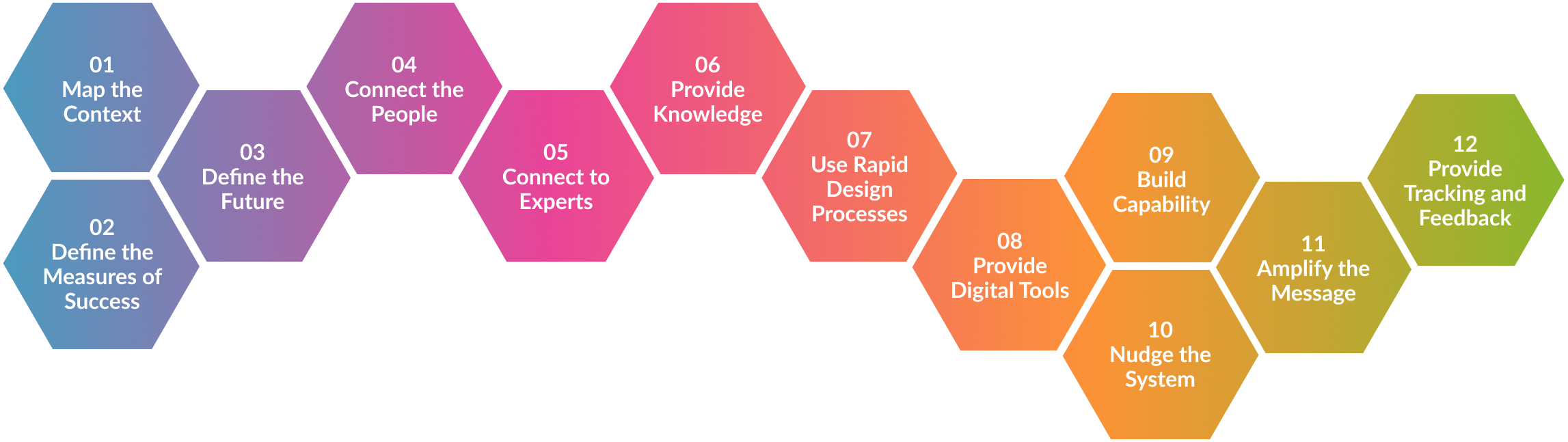 An infographic illustrating a step by step of Ludic's approach to transformation and program delivery