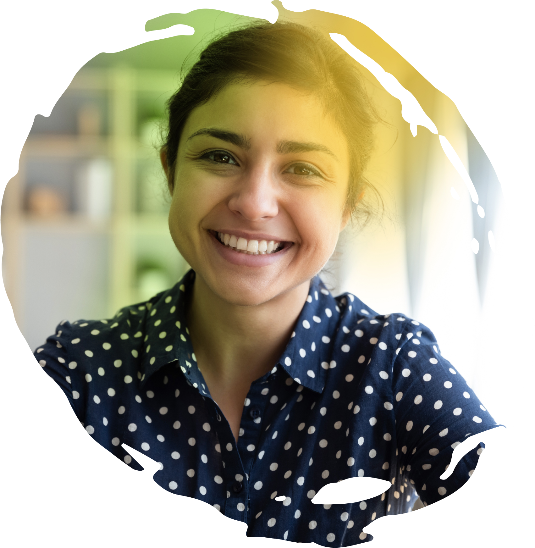 A smiling woman who is content with her purpose at work