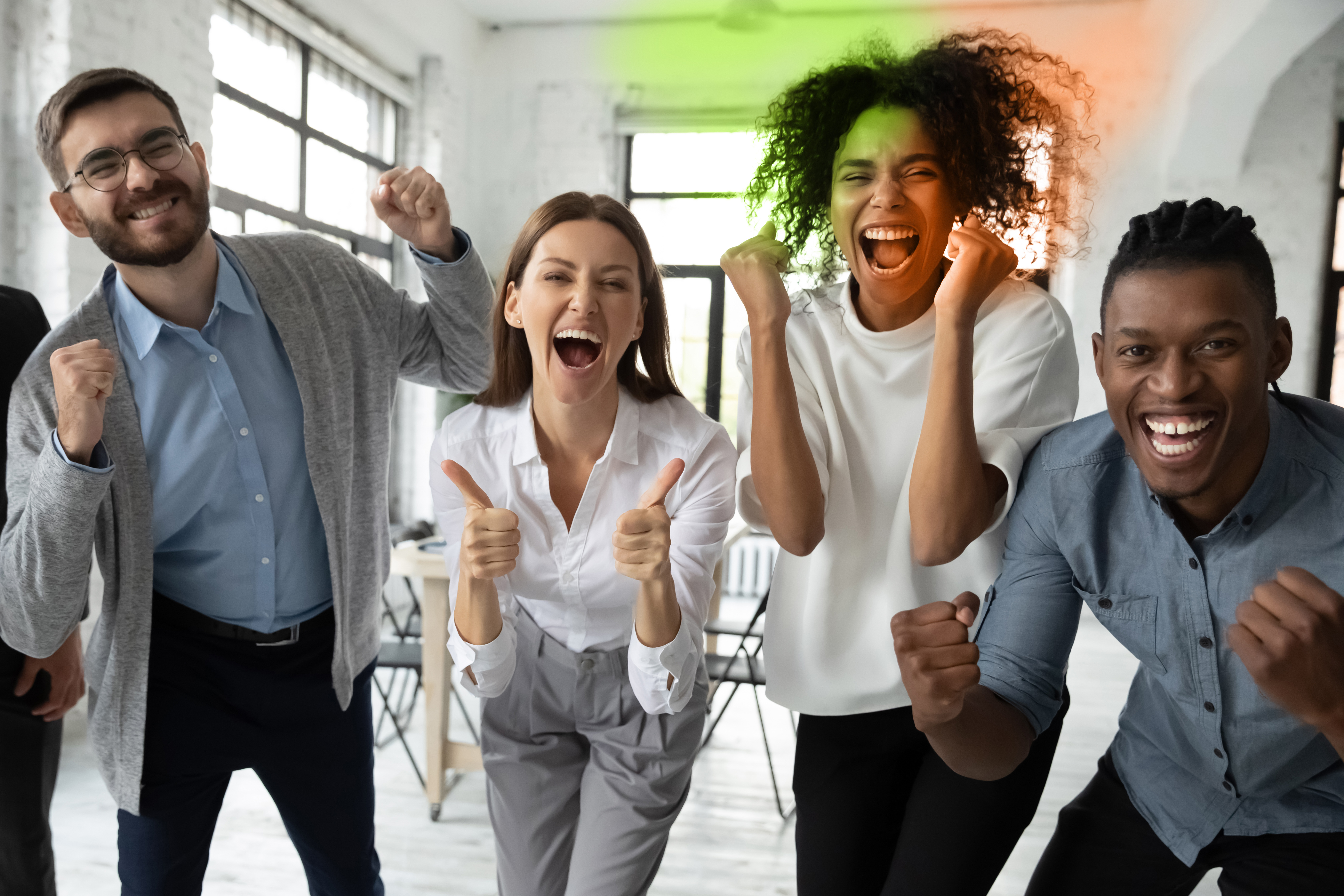 Colleagues engaged in their organization's new direction