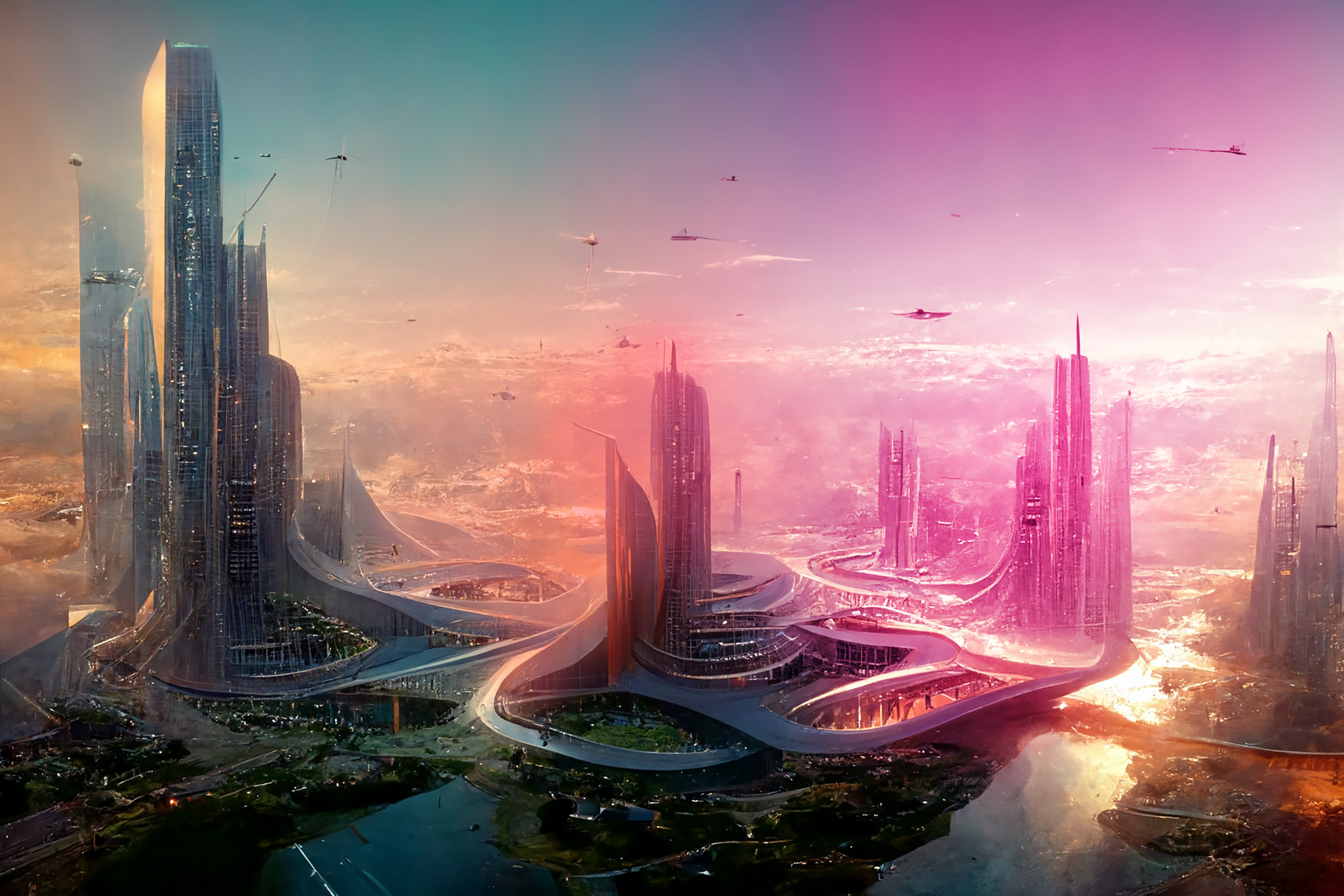 A futuristic cityscape