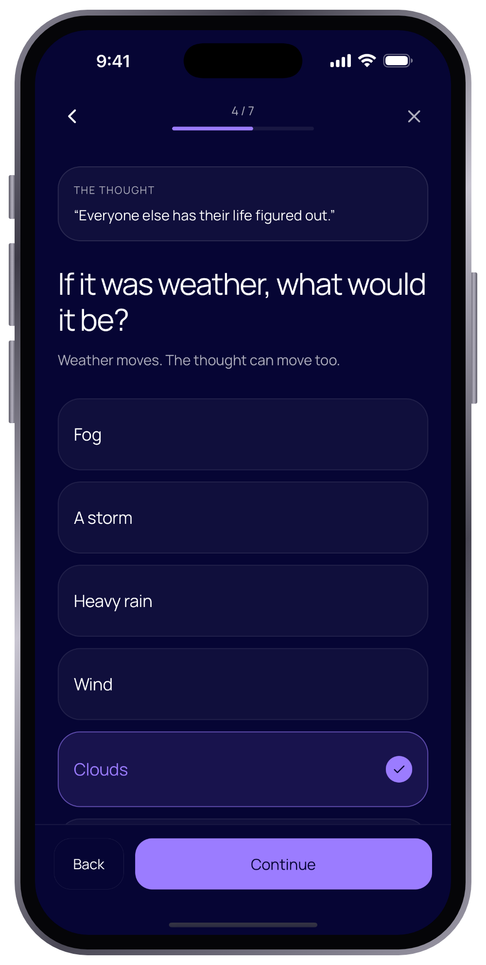 Observing a thought in the Within app