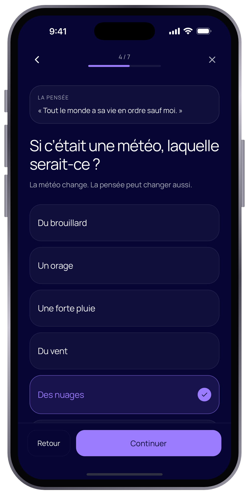 Observing a thought in the Within app