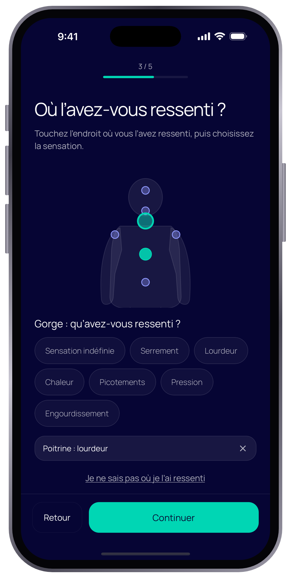 Body map showing where emotions are felt in Within