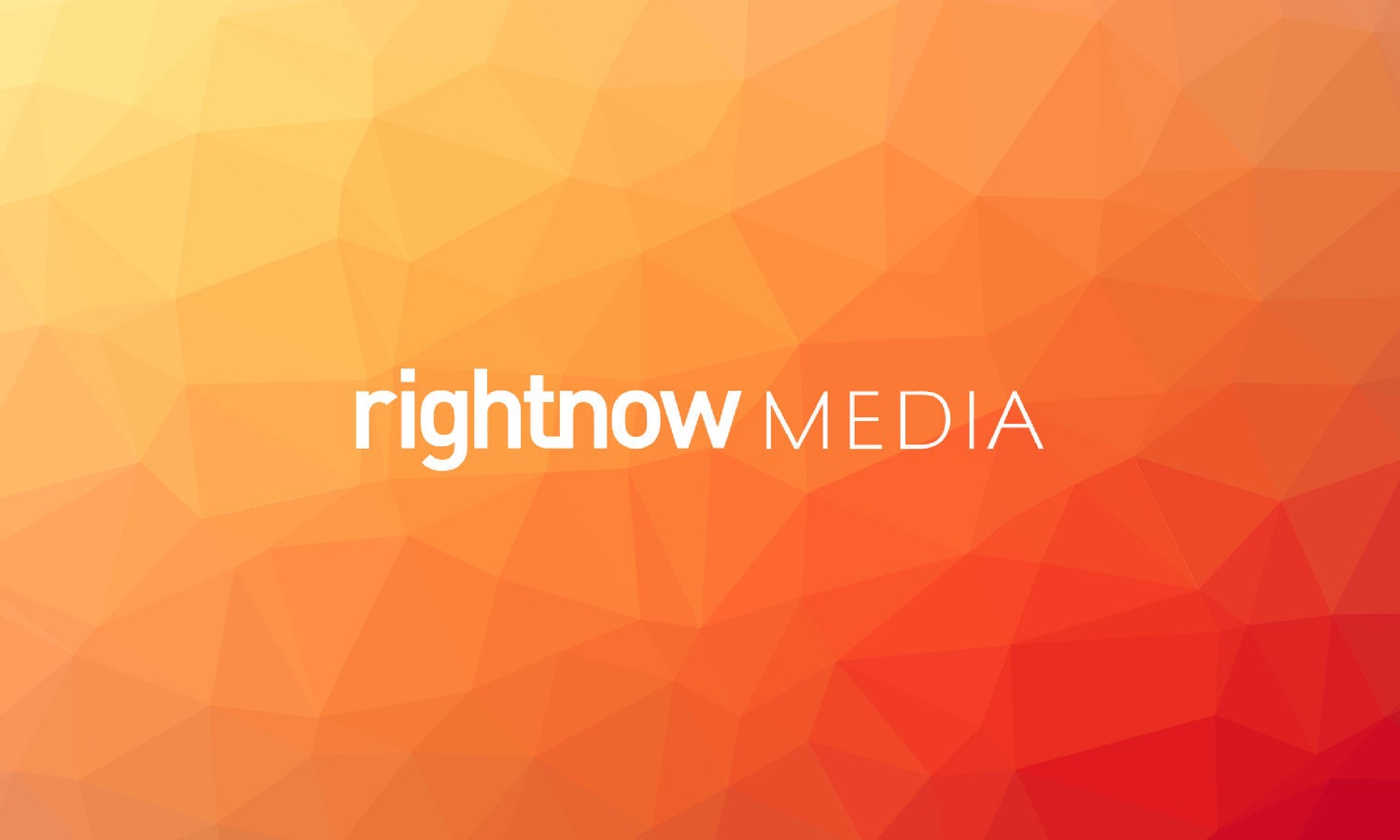 Orange geometric background with the RightNow Media logo.