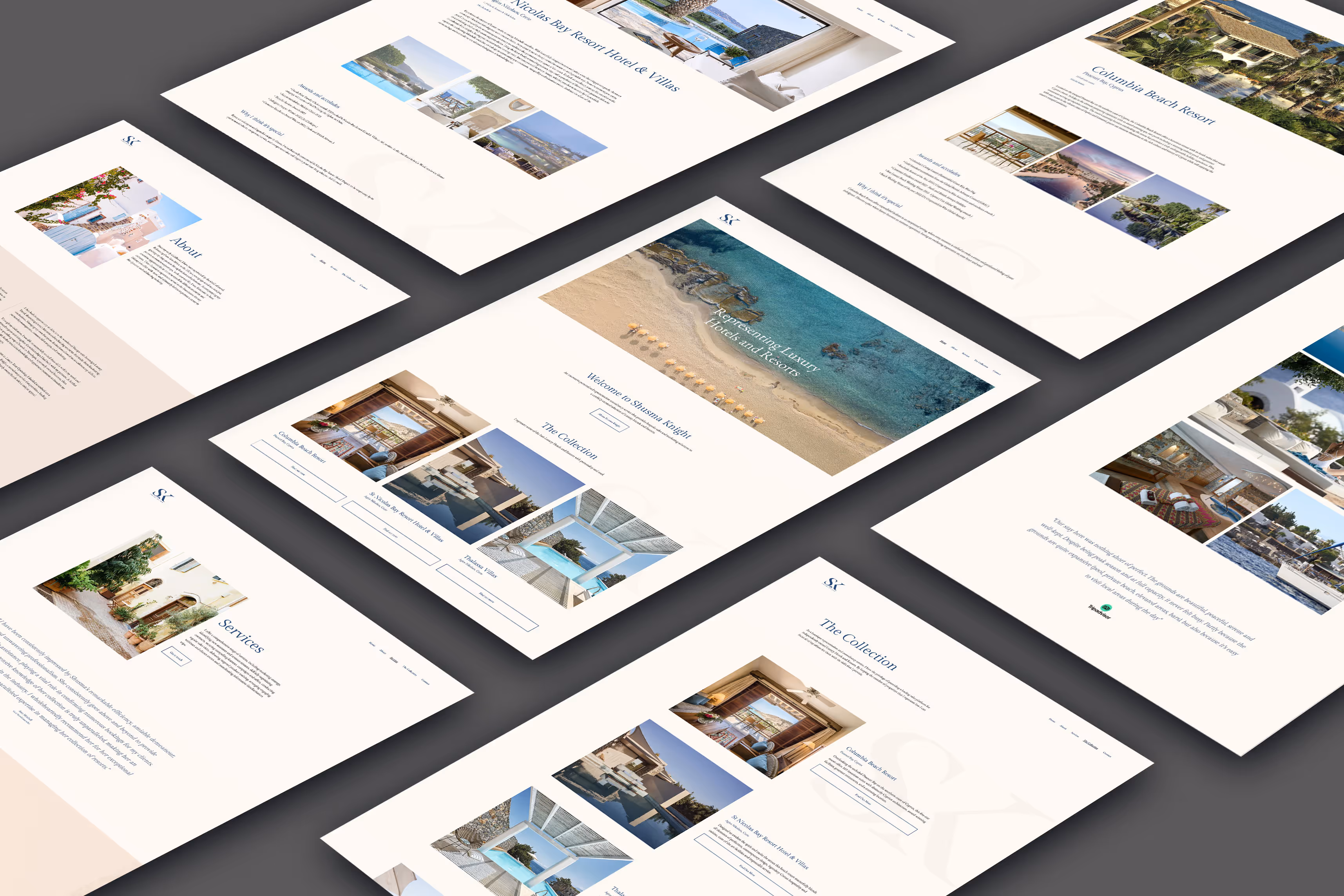 A selection of website pages from the website we created for Shusma.