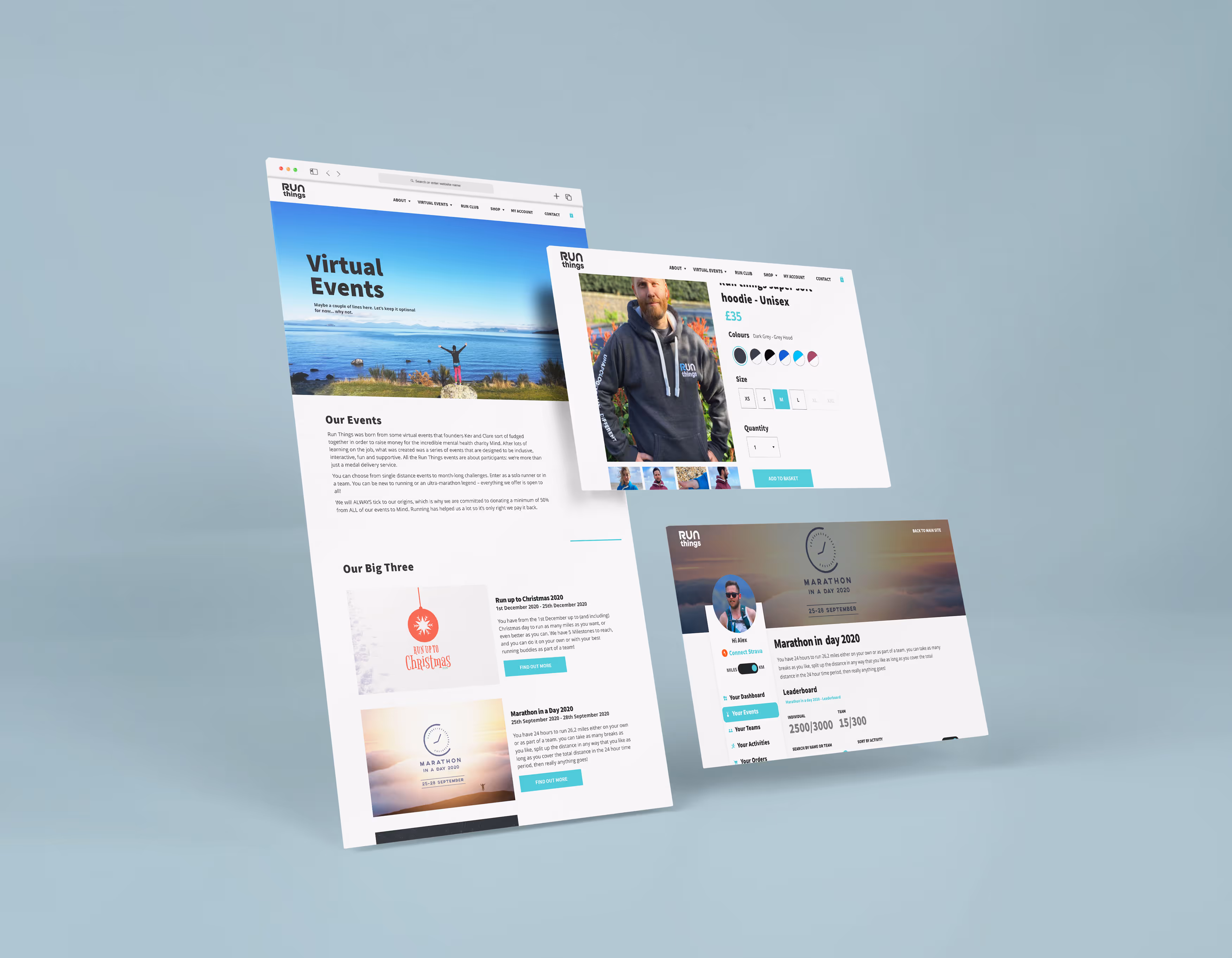 Mock up pages of the run things website