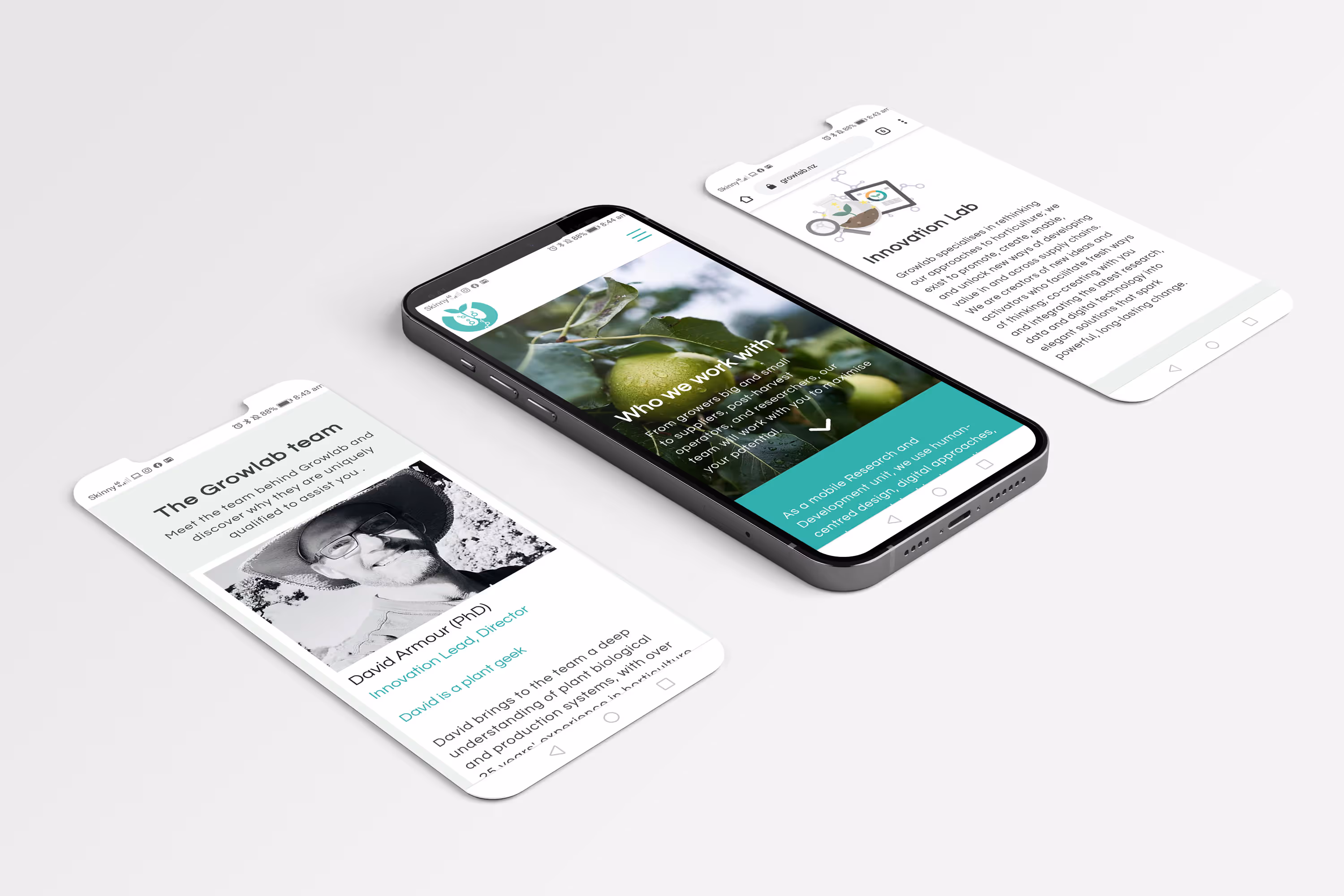 Mobile screens from the growlab website