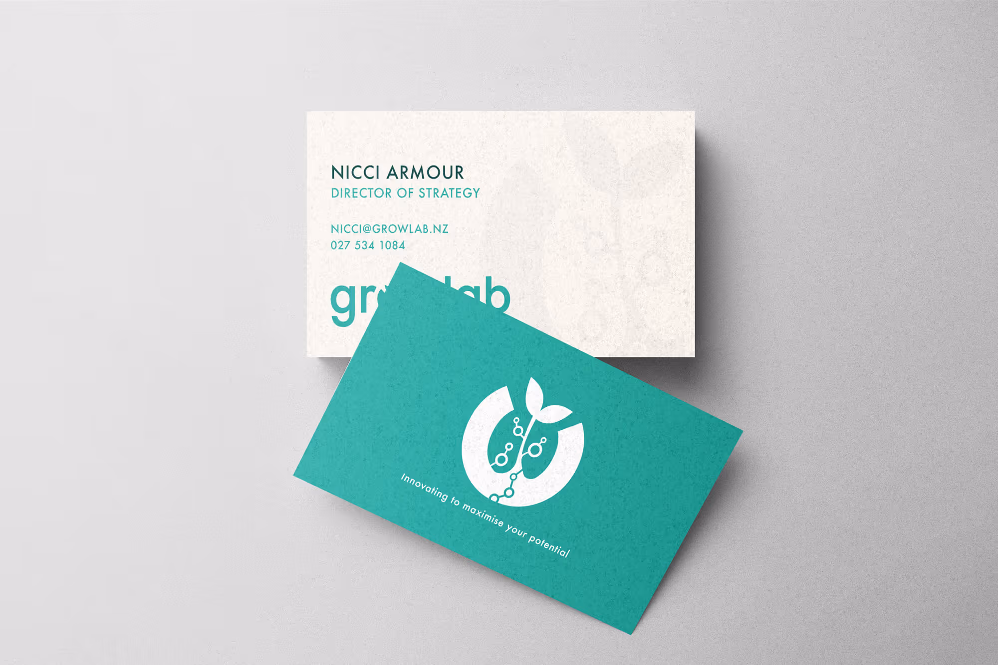 A mock up of a business card for growlab