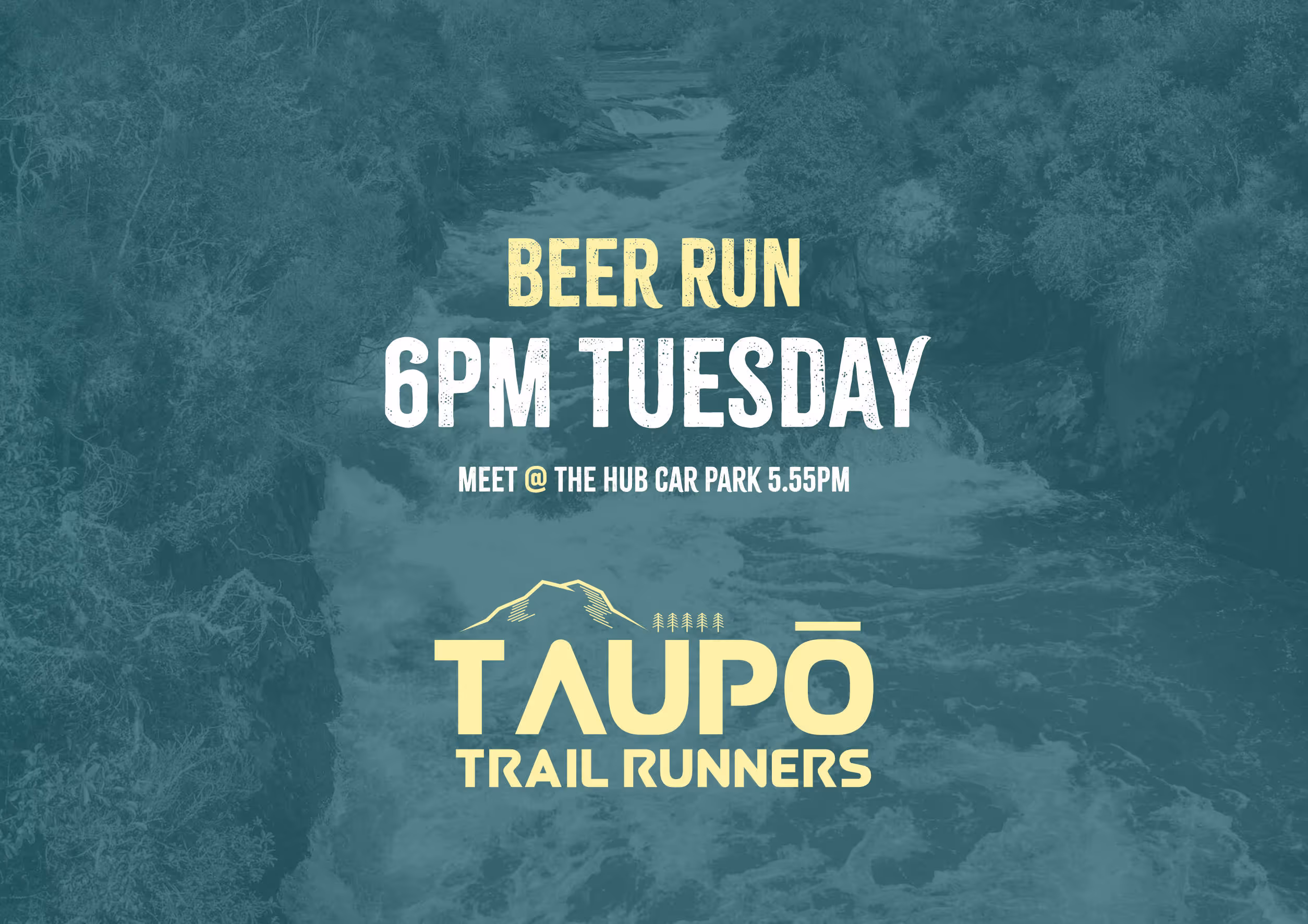 An advert for Taupo Trail Runners for one of their weekly runs