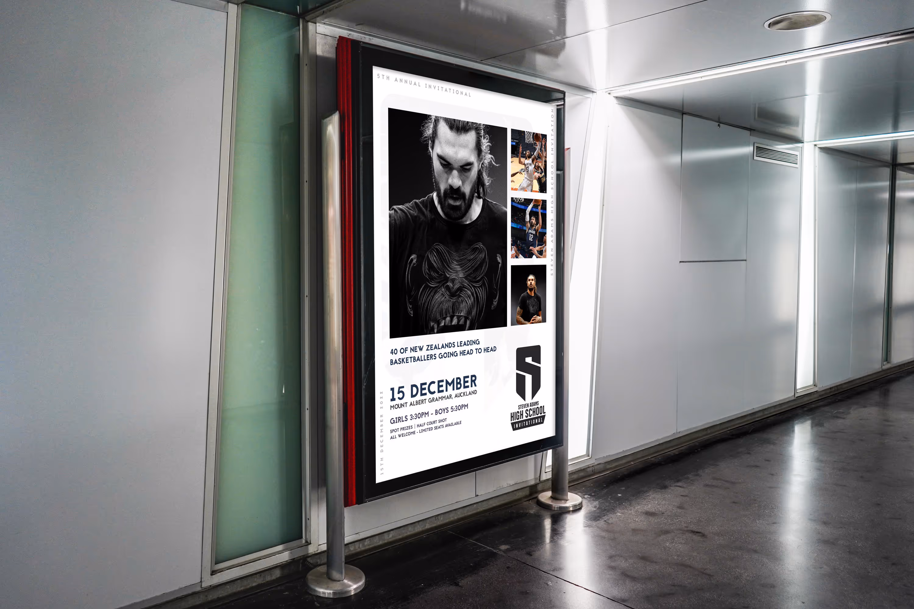 A mock up of an event poster for a basketball tournament