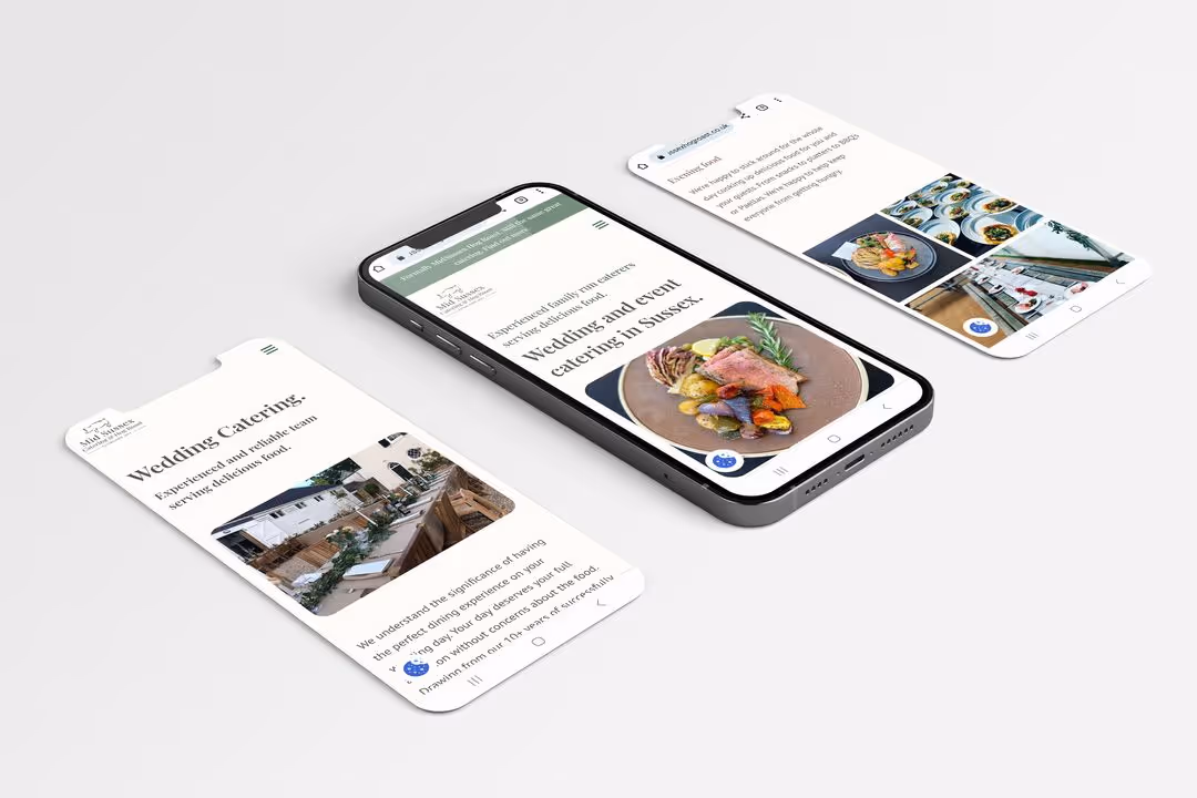 A mock up of a website on mobile phone screens