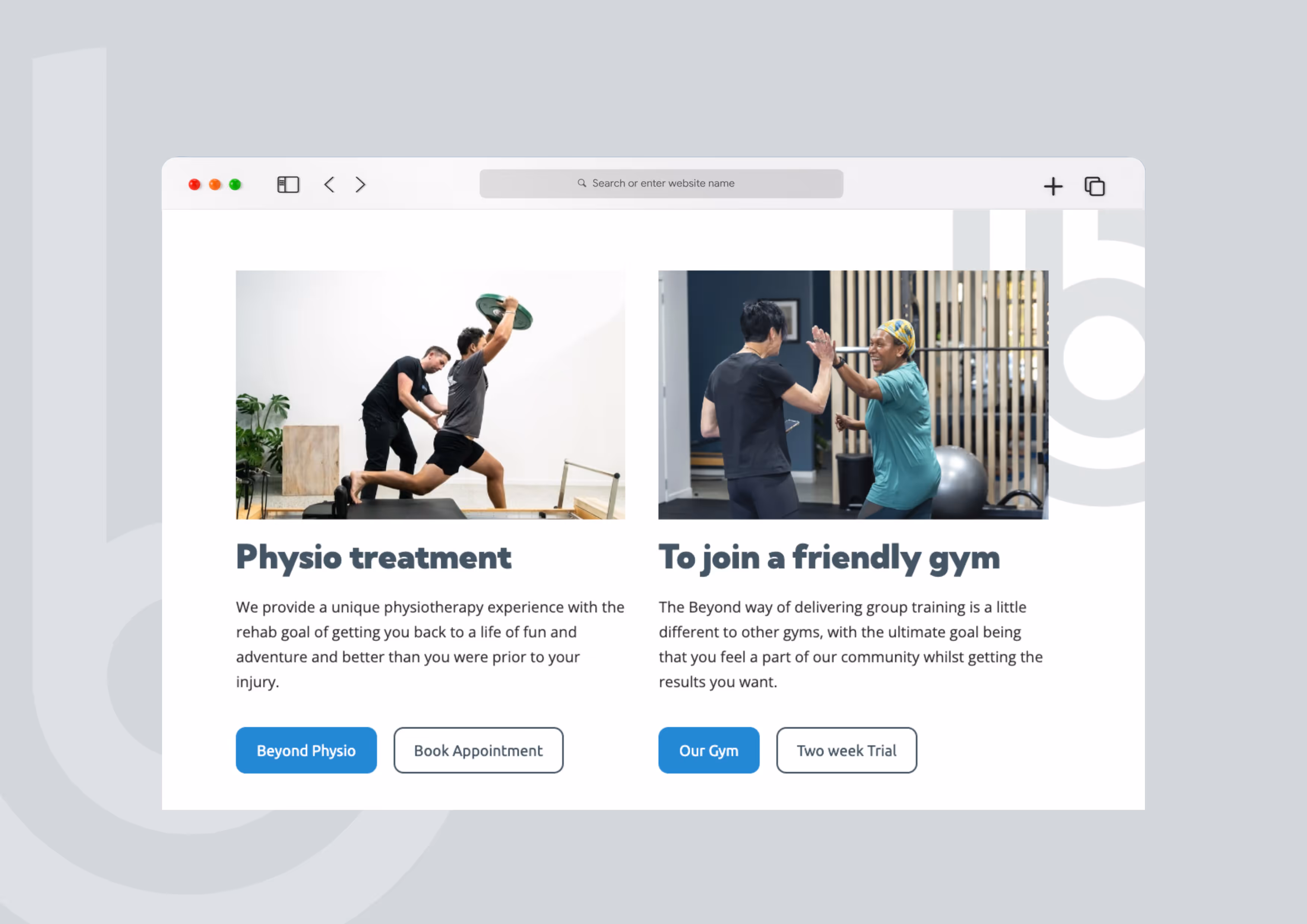 A page from the new beyond website