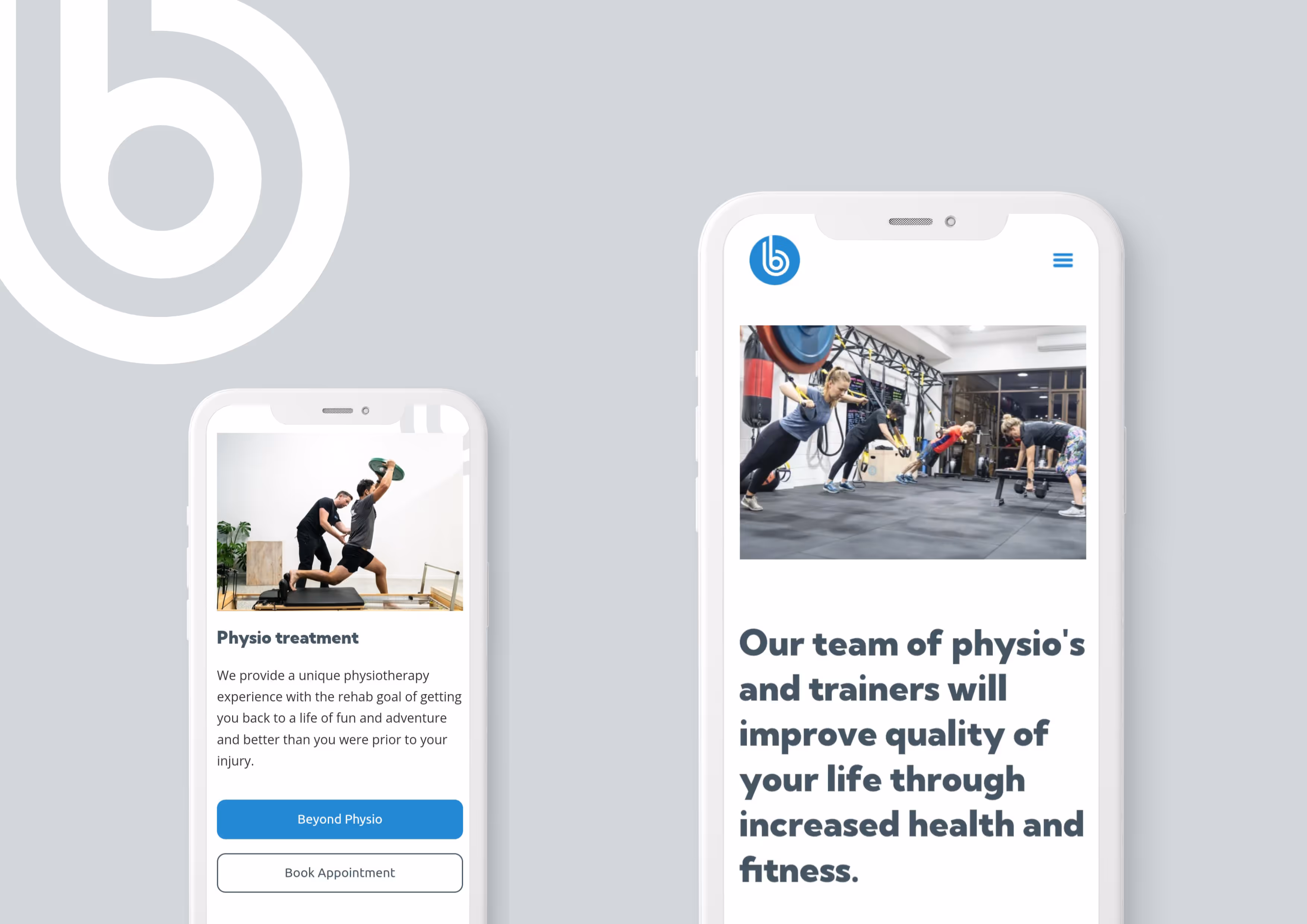 Mobile pages shown on screens for the new beyond website