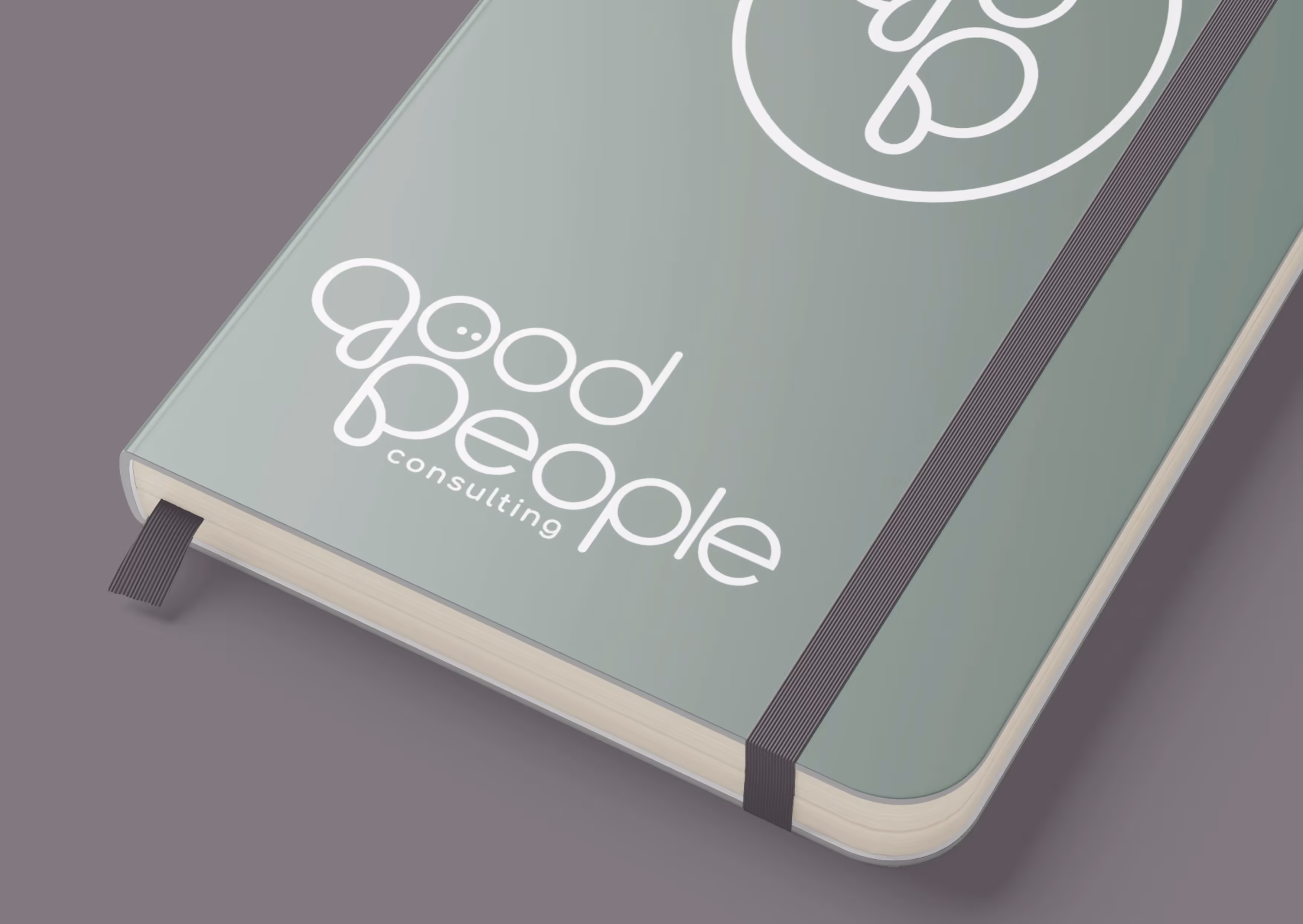 A note book front cover showing the Good People brand