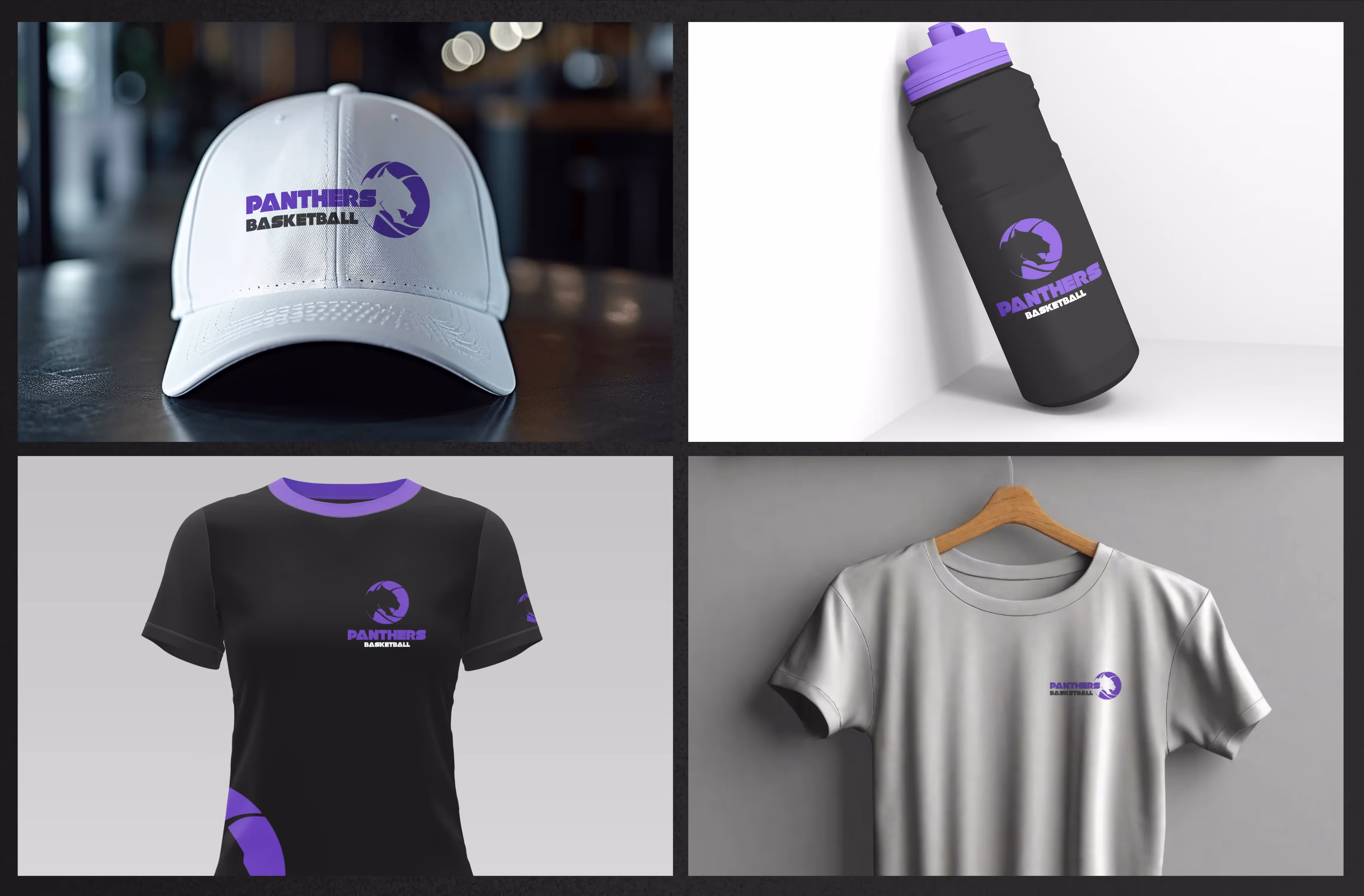 A selection of mocked up clothing featuring the team branding. 
